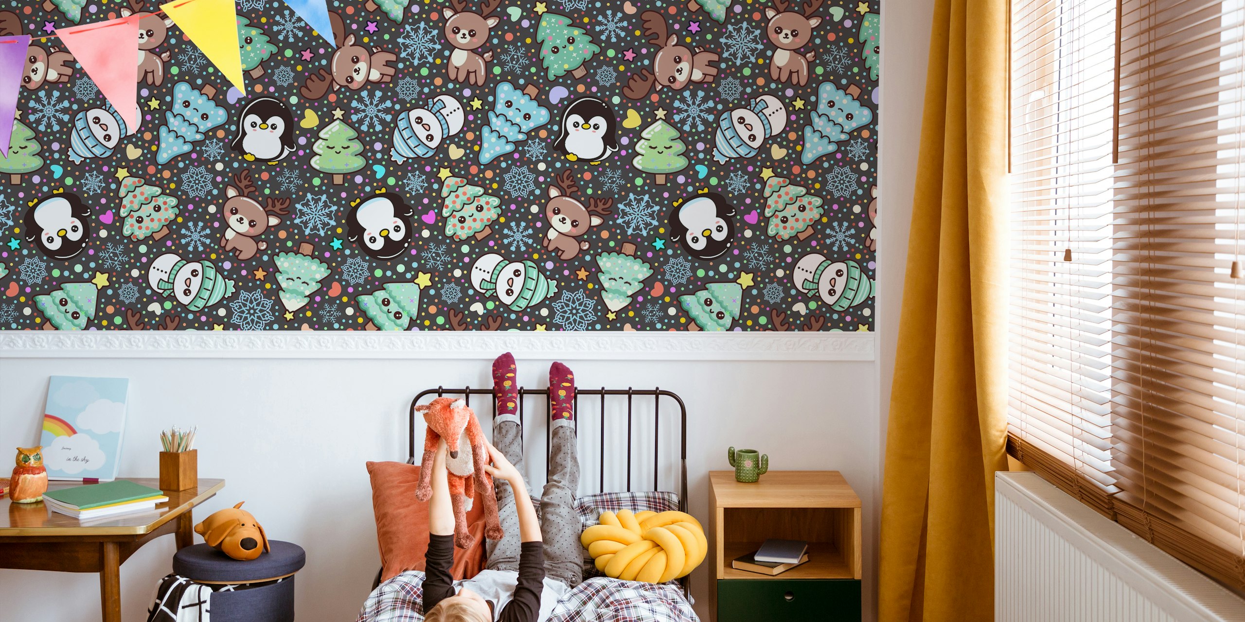 Cute Kawaii Christmas wallpaper in a room