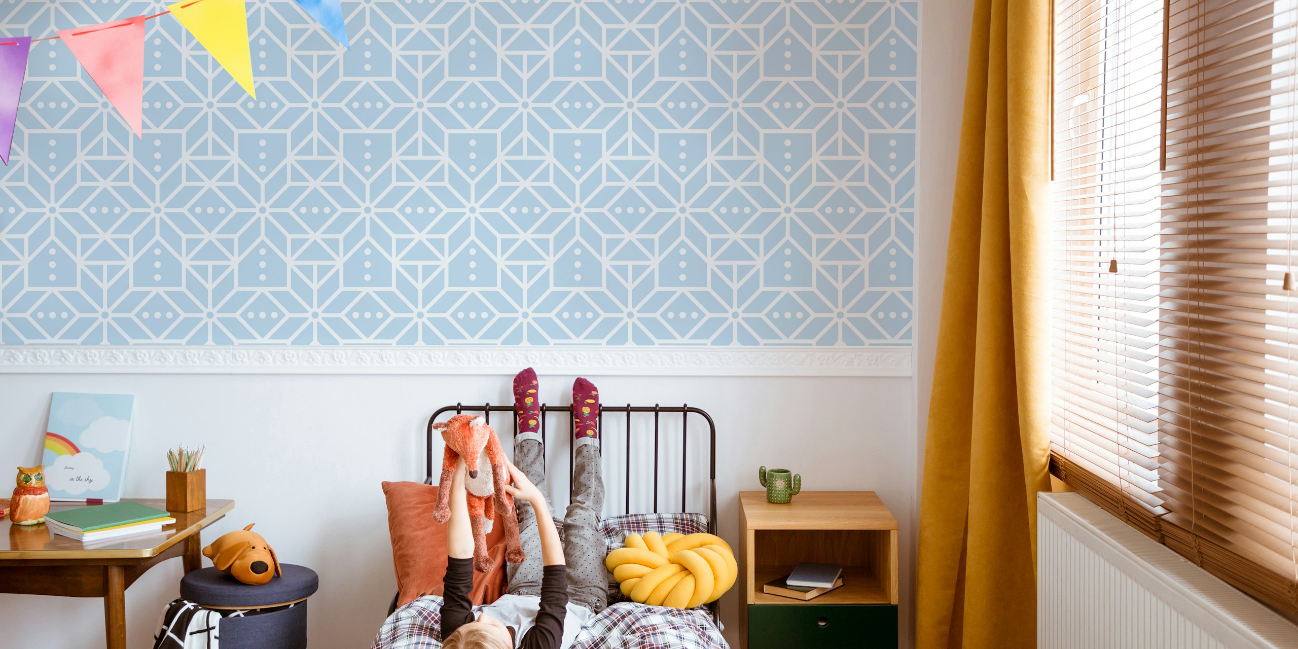 Nordic Stars wallpaper in a blue room