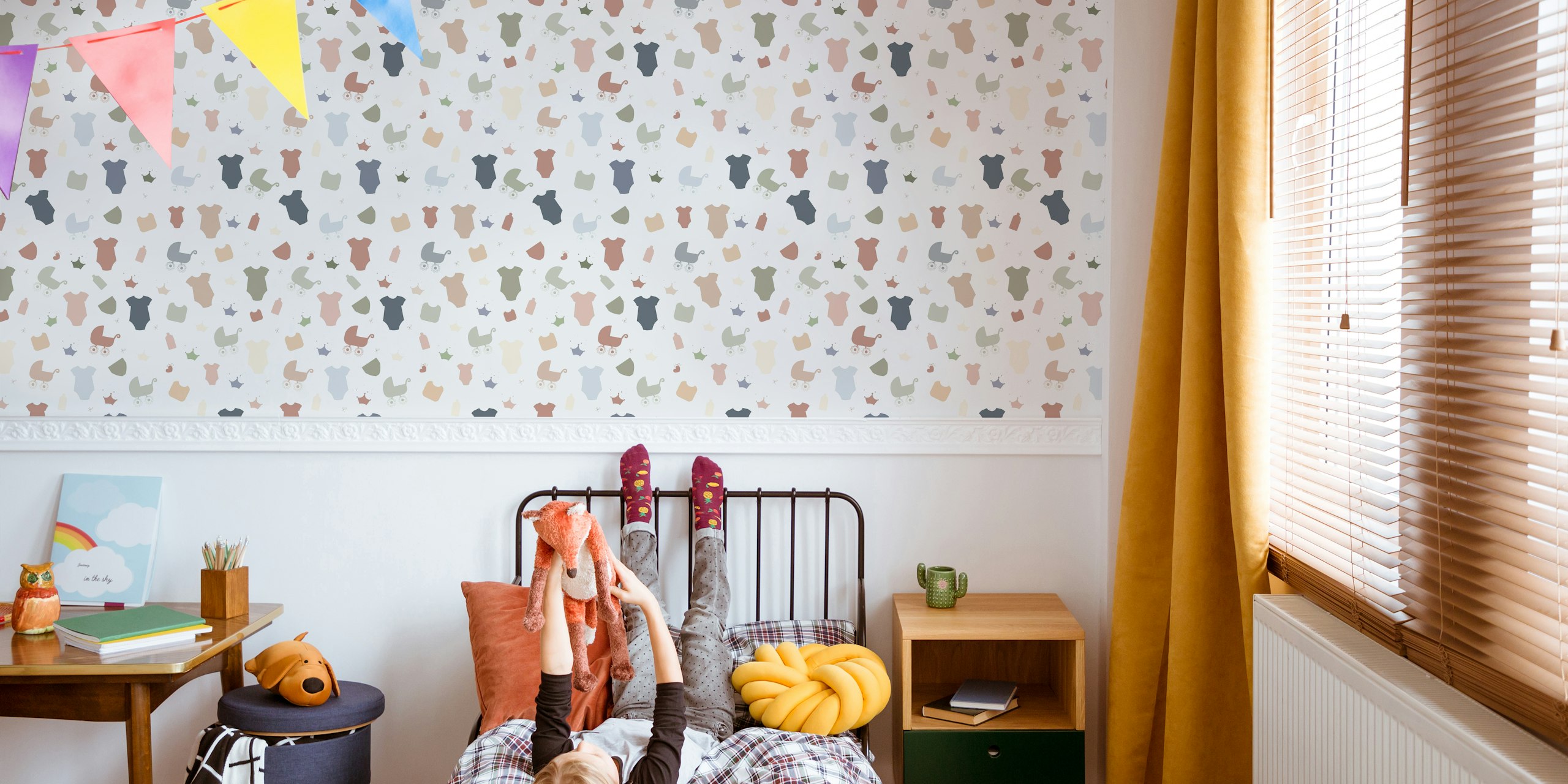 Baby symbol neutral pattern tapet i et rum