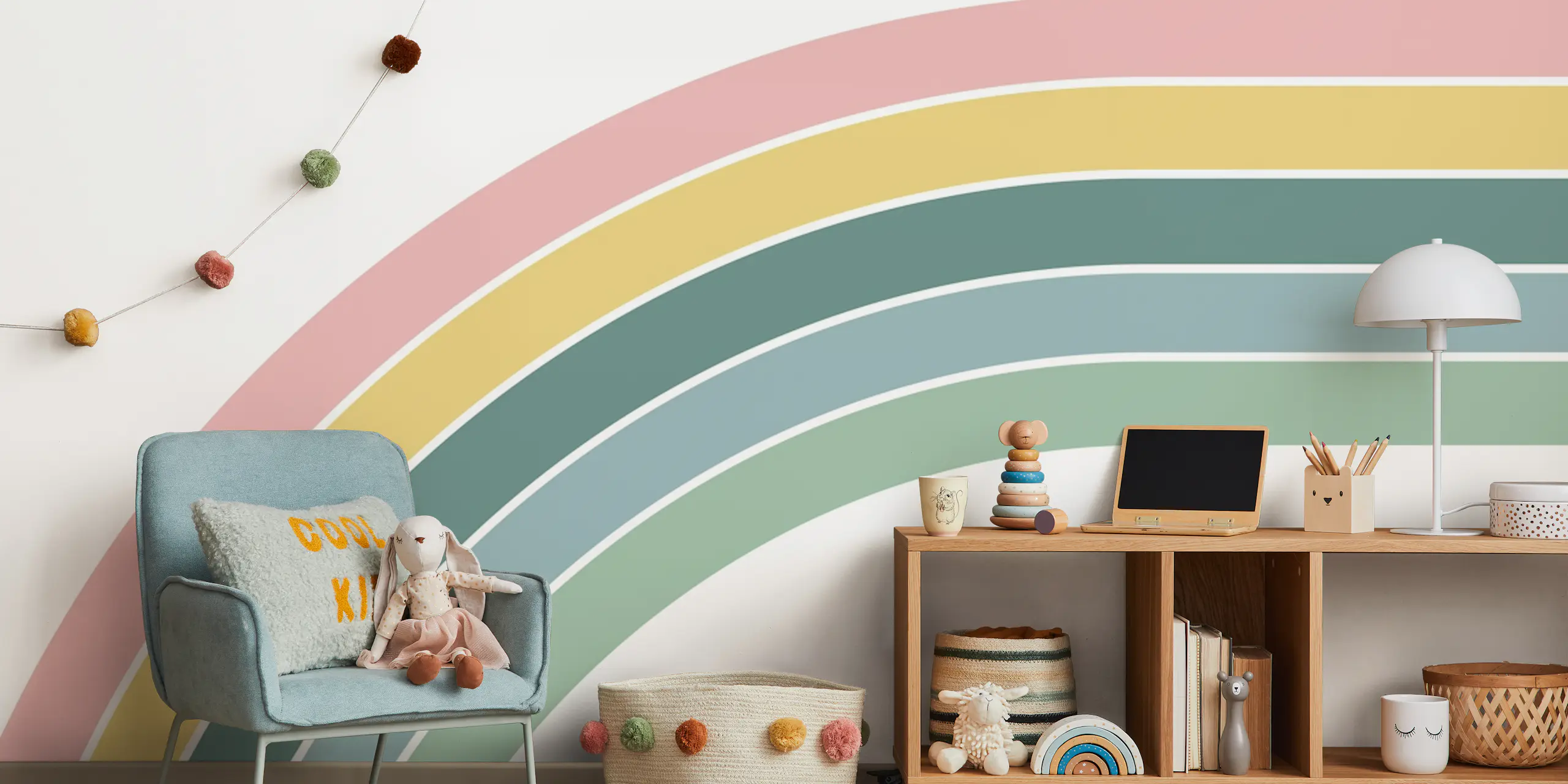 Rainbow Arch Pastel Wallpaper for Modern Decor