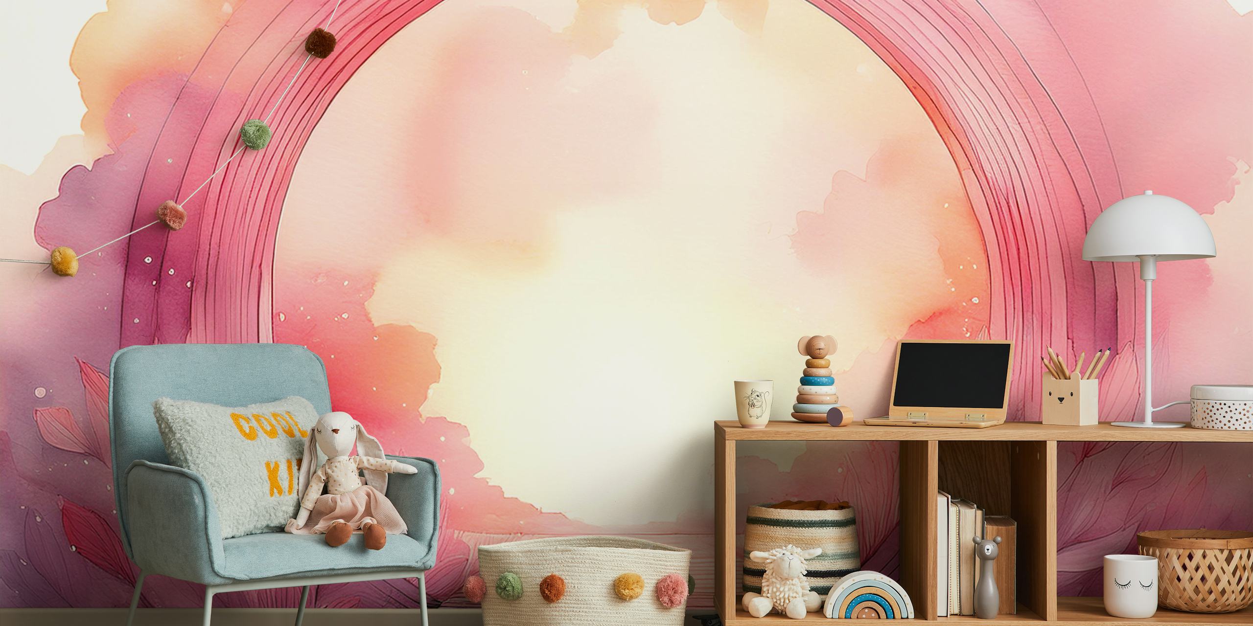 Papier peint Enchanted Pink Portal dans une pièce