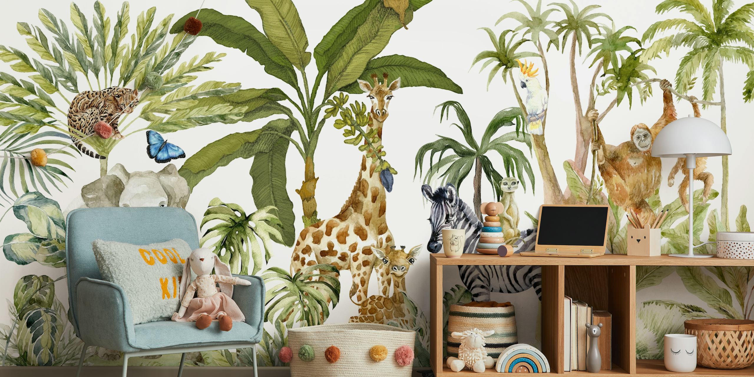 Papel de parede Safari Friends Panorama em um cômodo