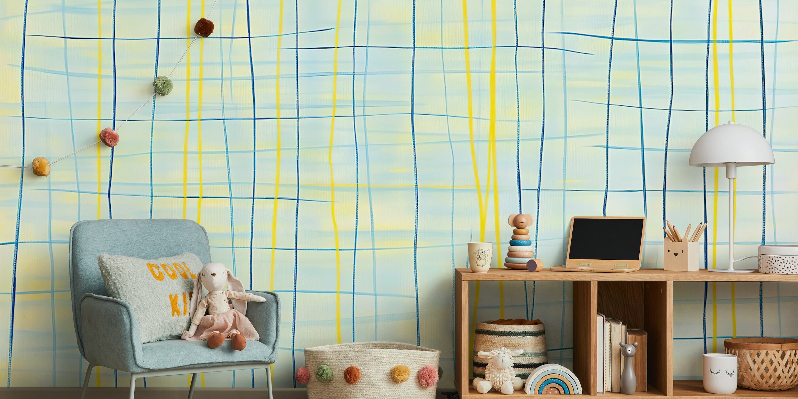 Kid Crayon Stripes ταπετσαρία σε ένα δωμάτιο