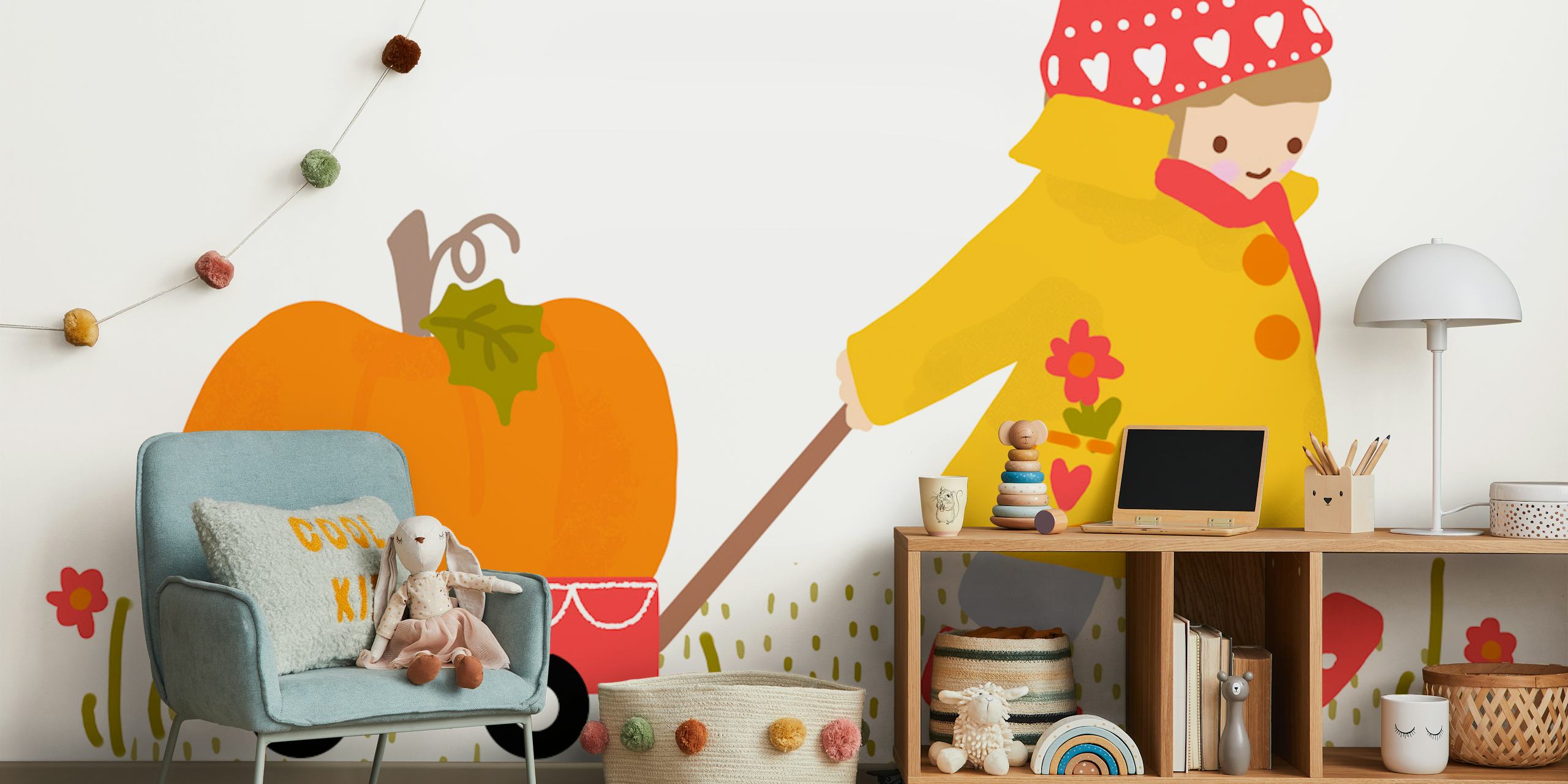 Pumpkin Picking wallpaper in a cozy room