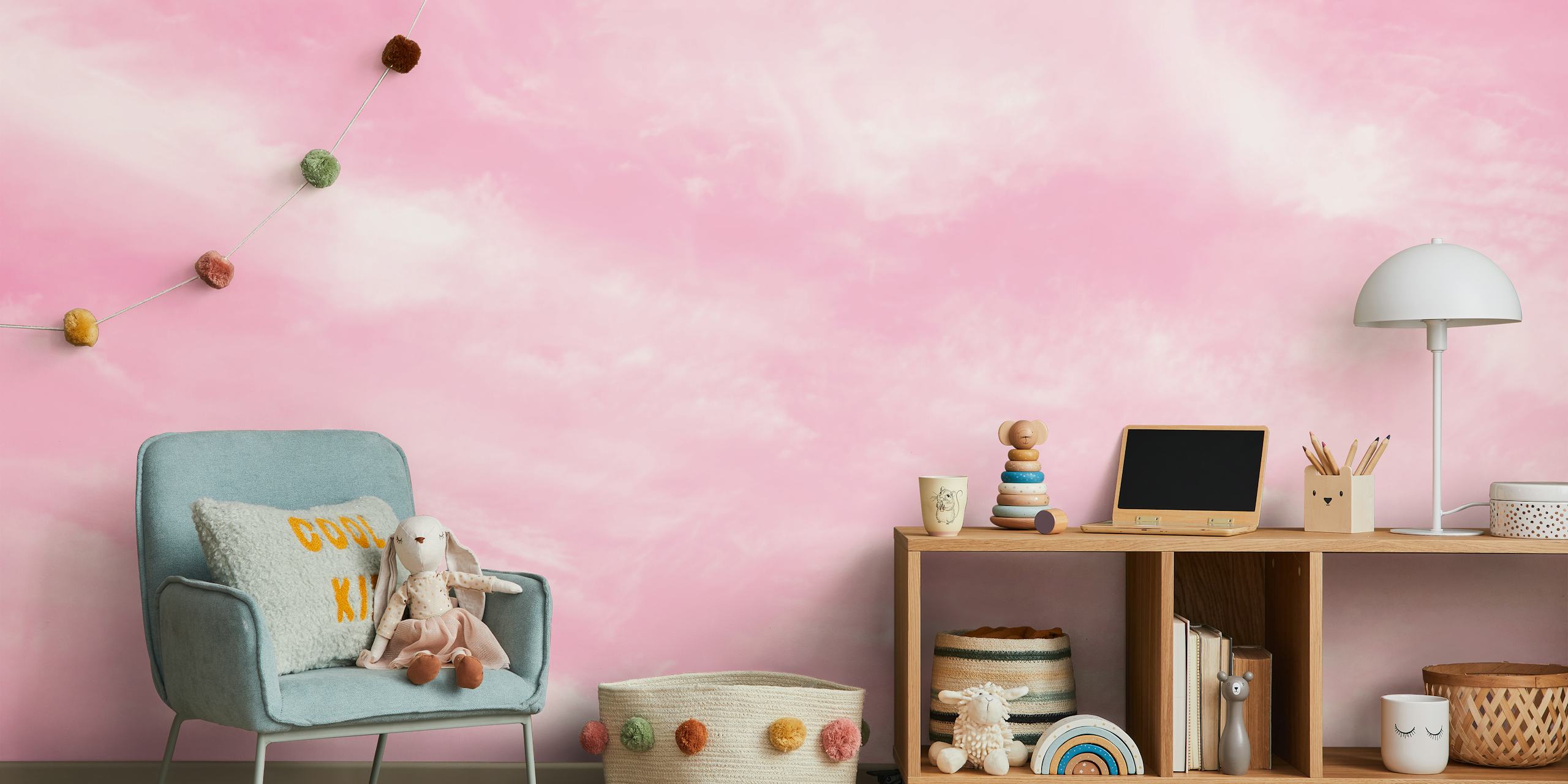 Dreamy Pink Sky wallpaper in a room