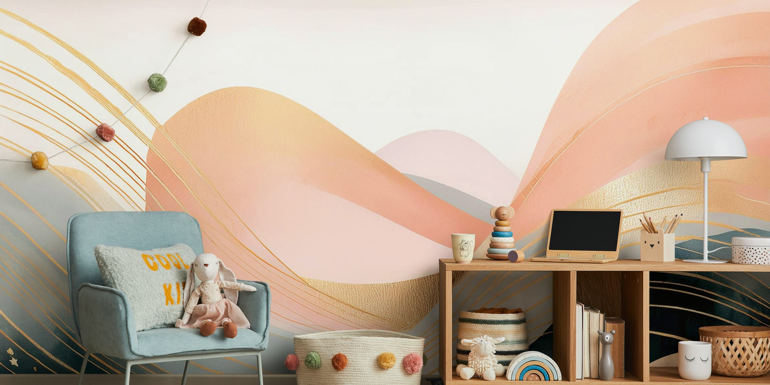 Boho Dreamtime Waves tapet i et rom