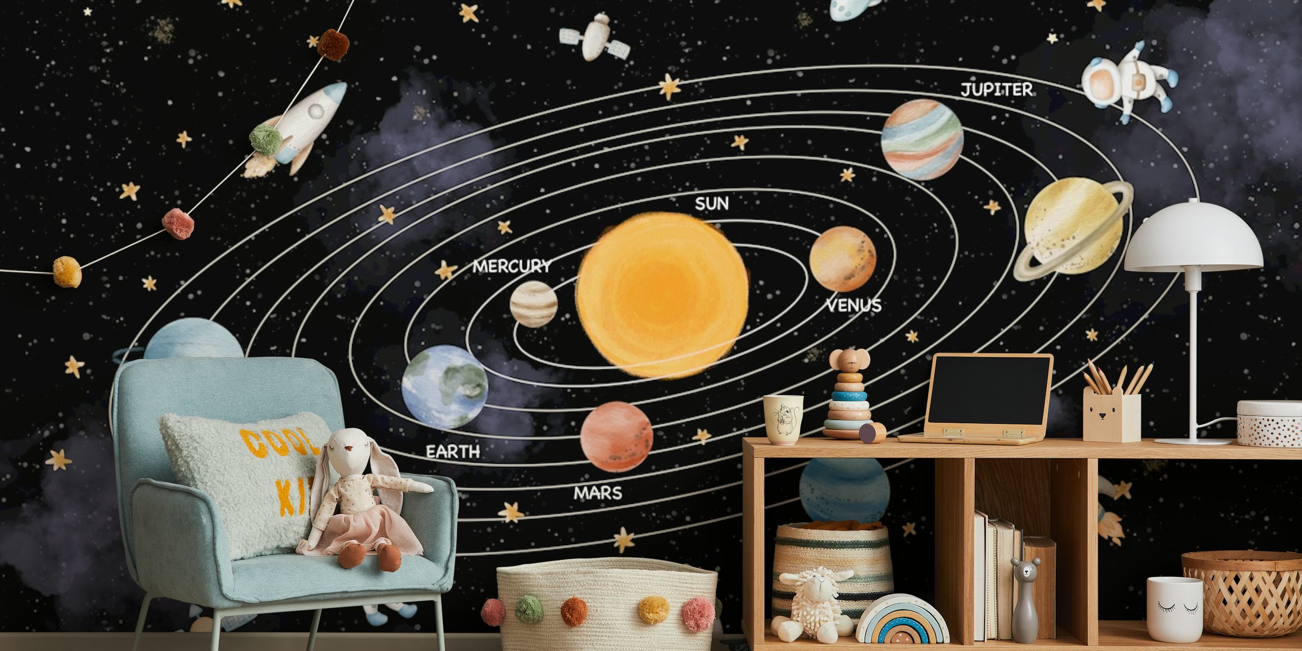 Galactic Learning wallpaper in una stanza elegante