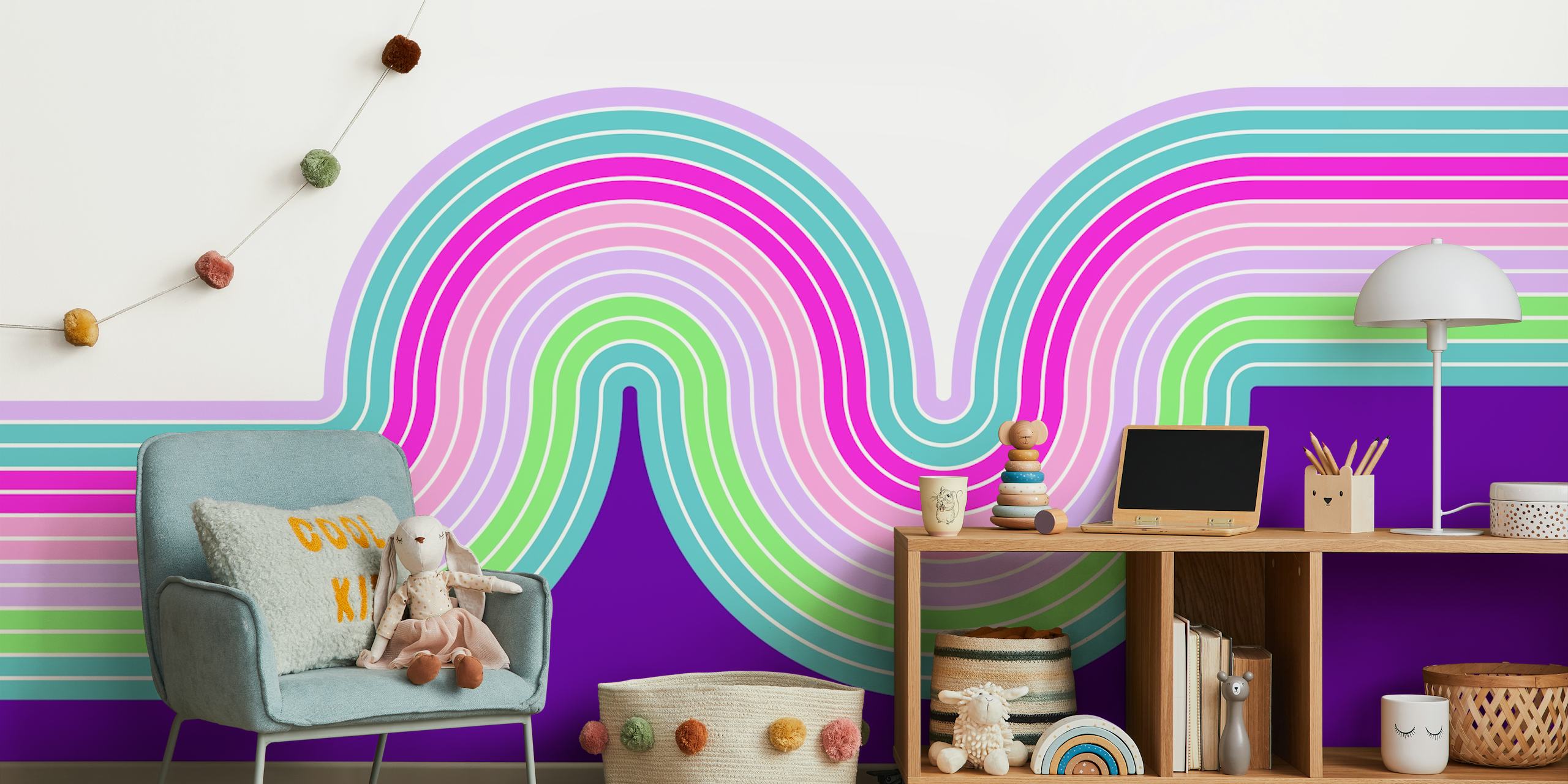Bold Retro Flow-tapet i ett modernt rum