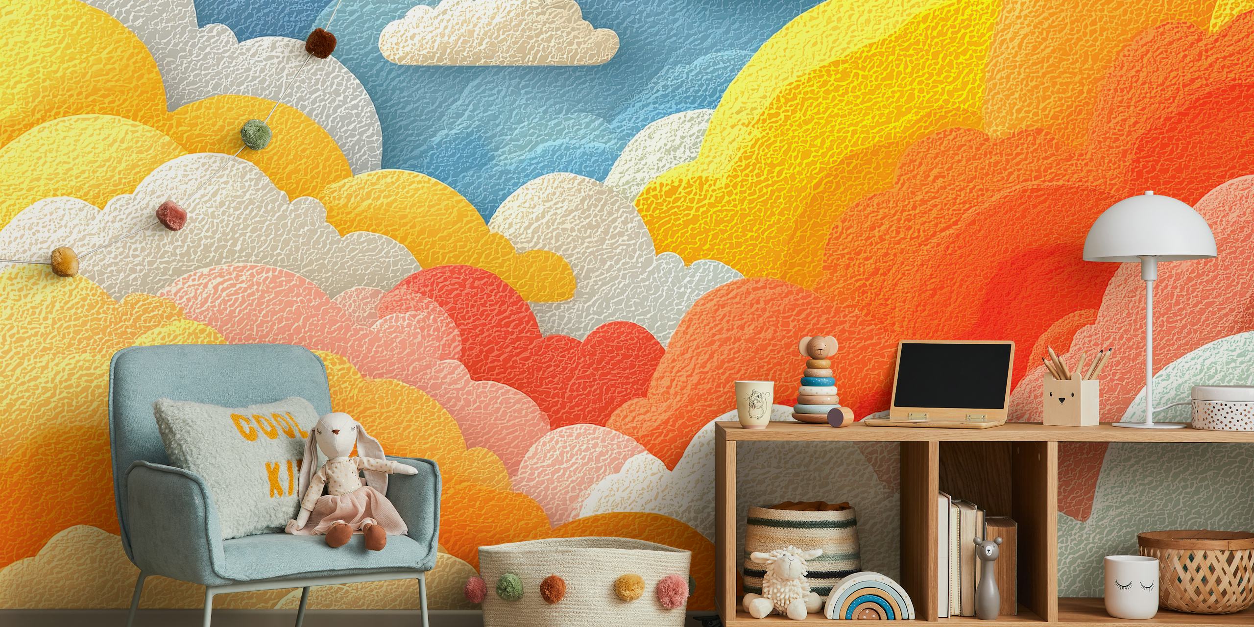 Sunlit Cloud Fantasy wallpaper in a room