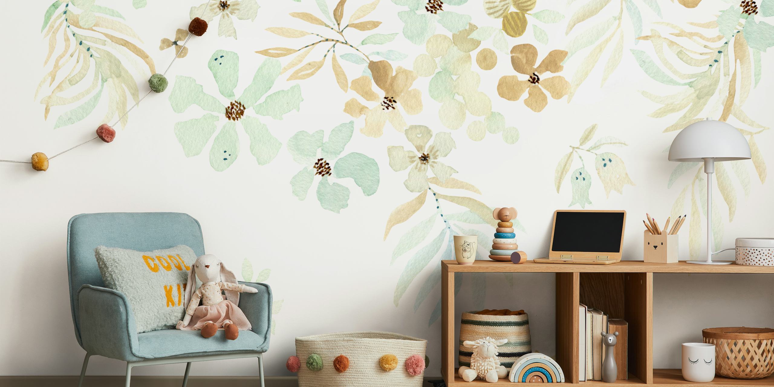 Papier peint Soft Floral Dream dans une chambre