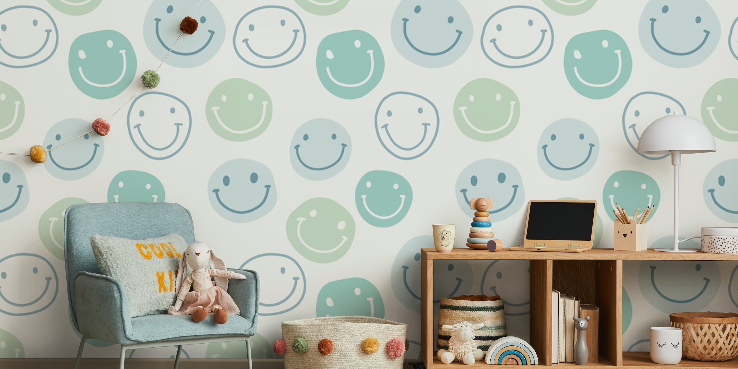 Groovy happy green tapetti huoneessa