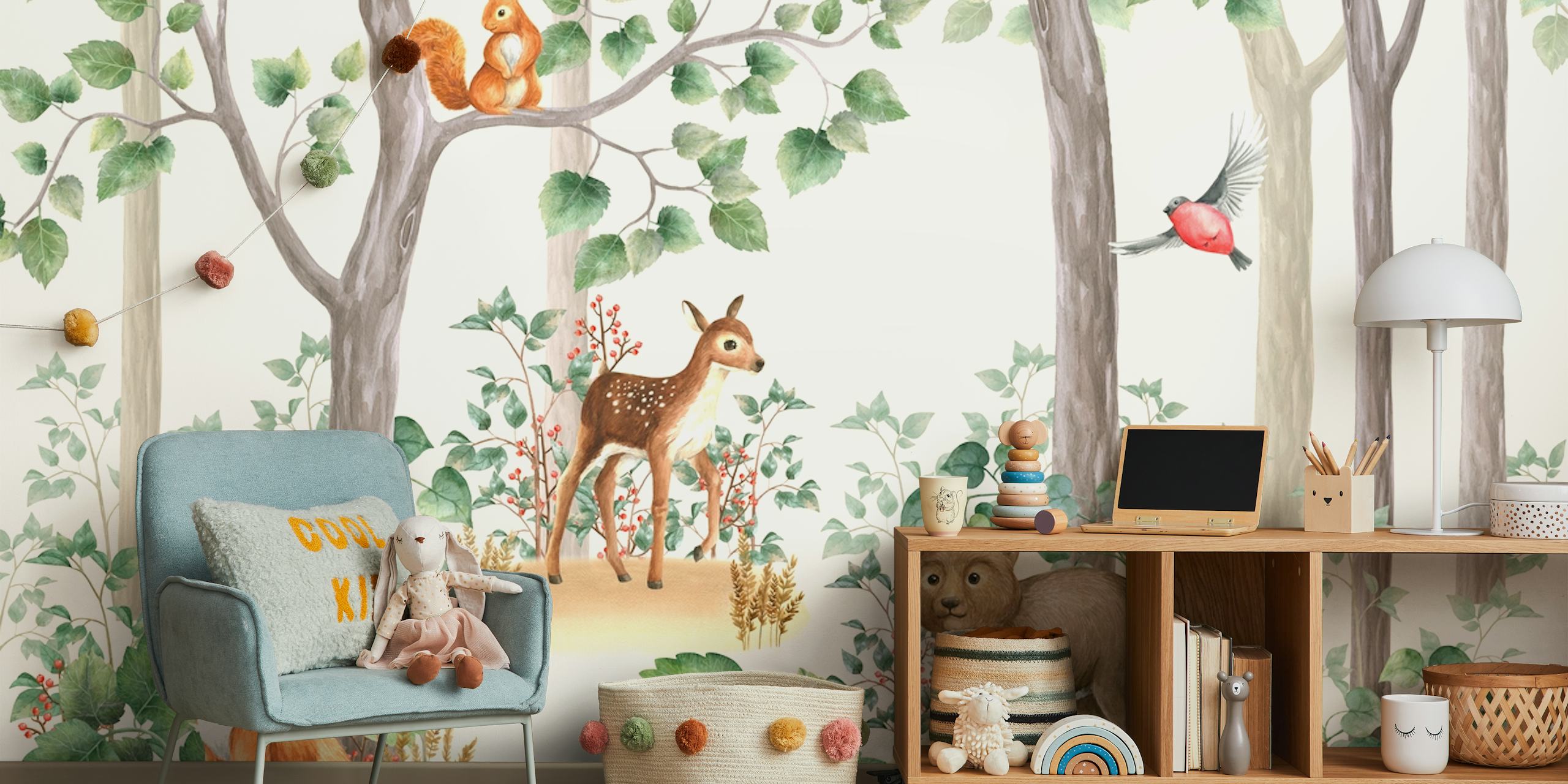 Woodland stories tapetti huoneessa