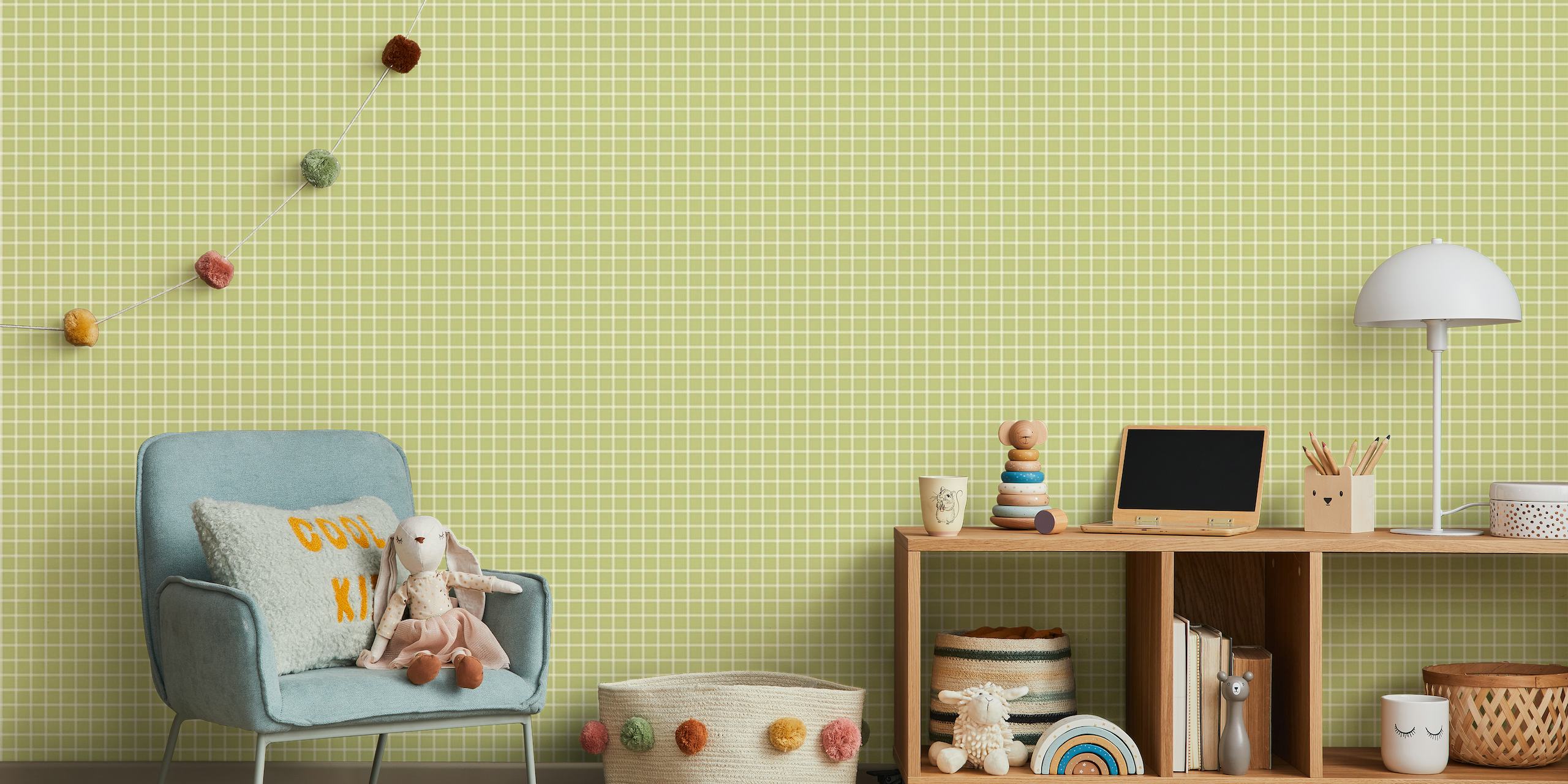 Green Gingham1 - Nursery wallpaper