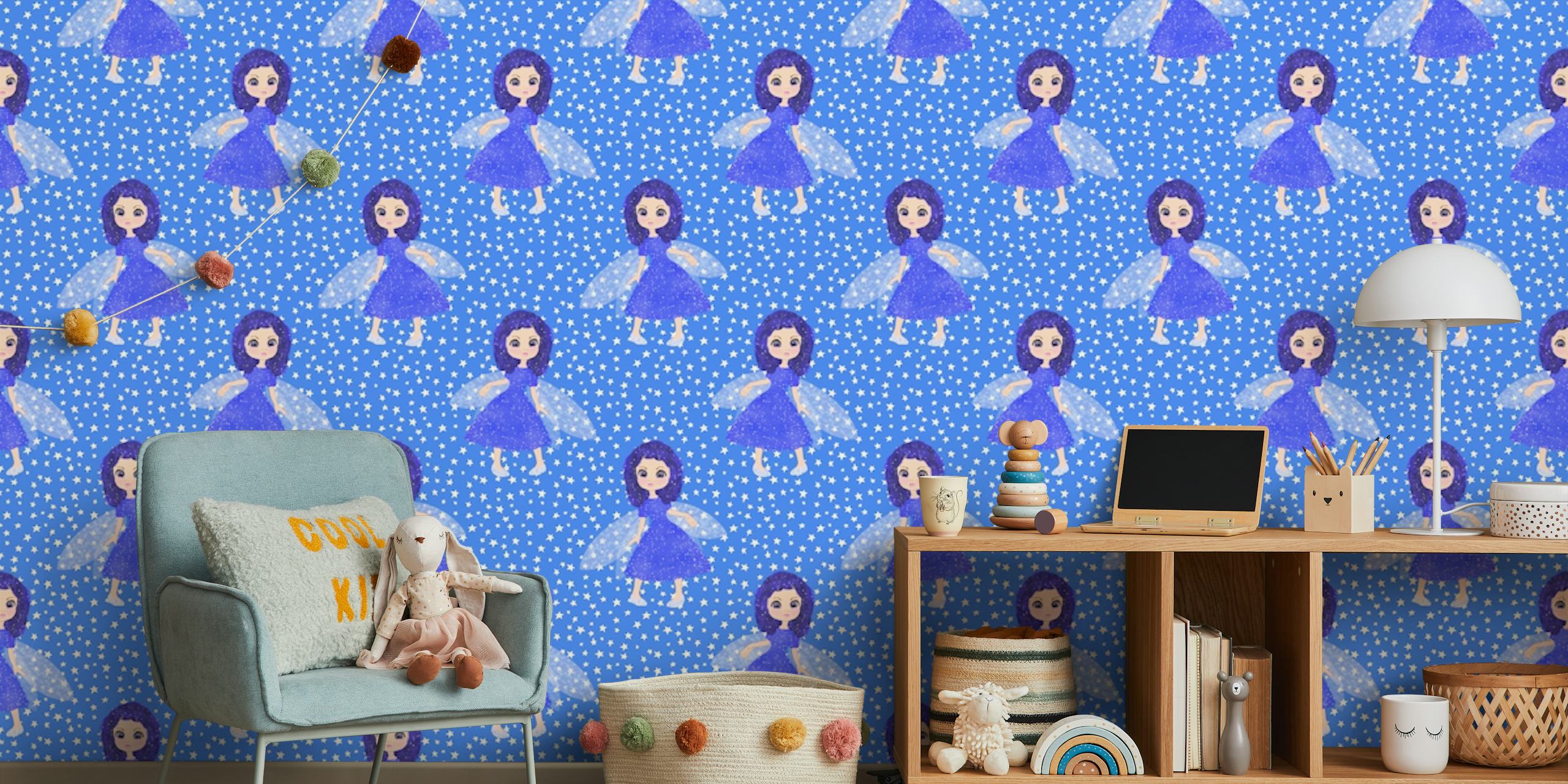 Blue Little Fairy wallpaper pattern