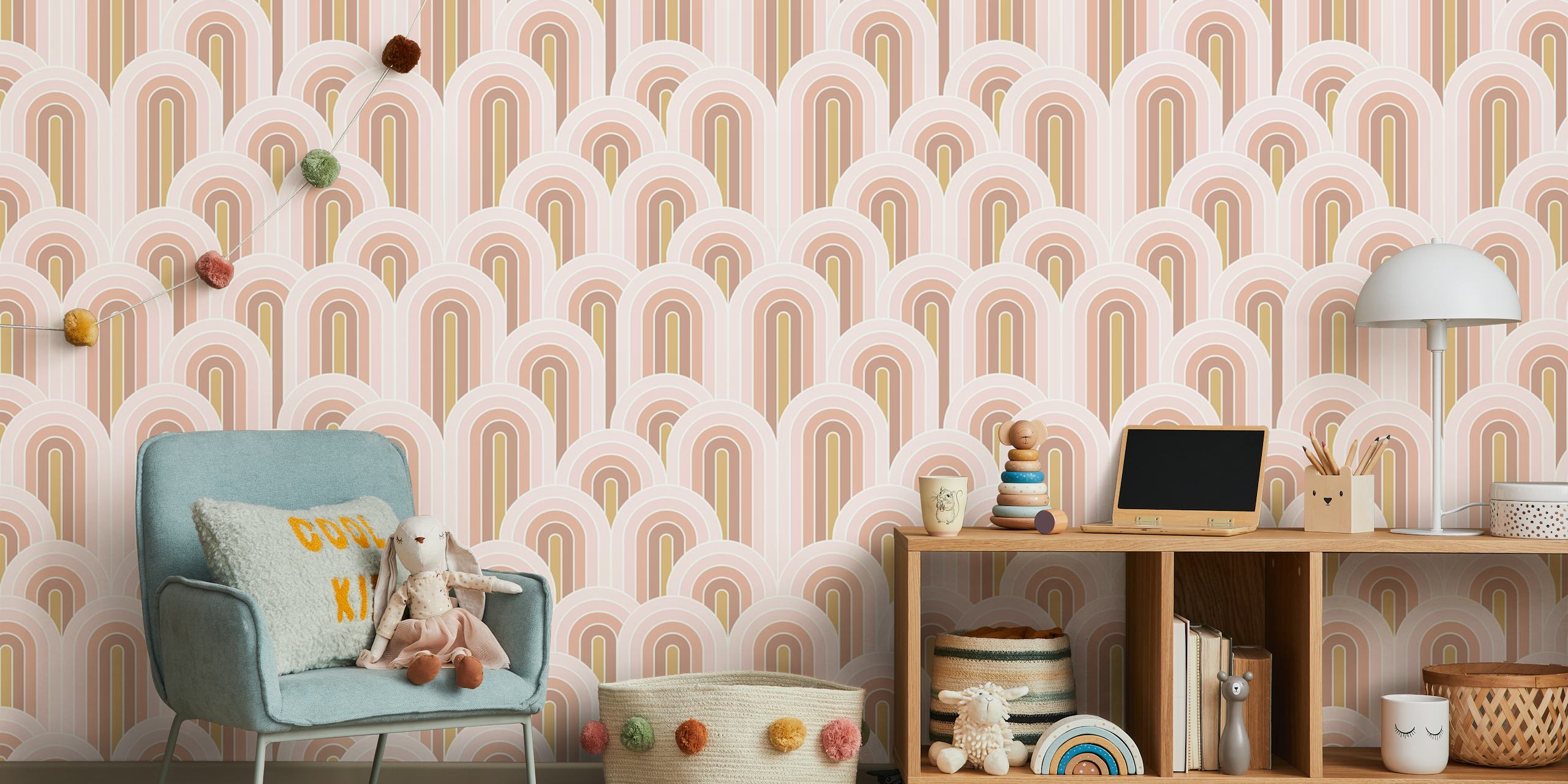 Nursery Rainbows Boho Pastel wallpaper design