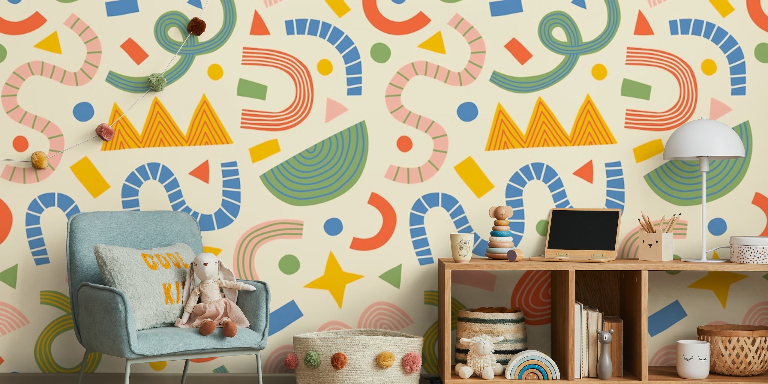 Happy kids shapes wallpaper