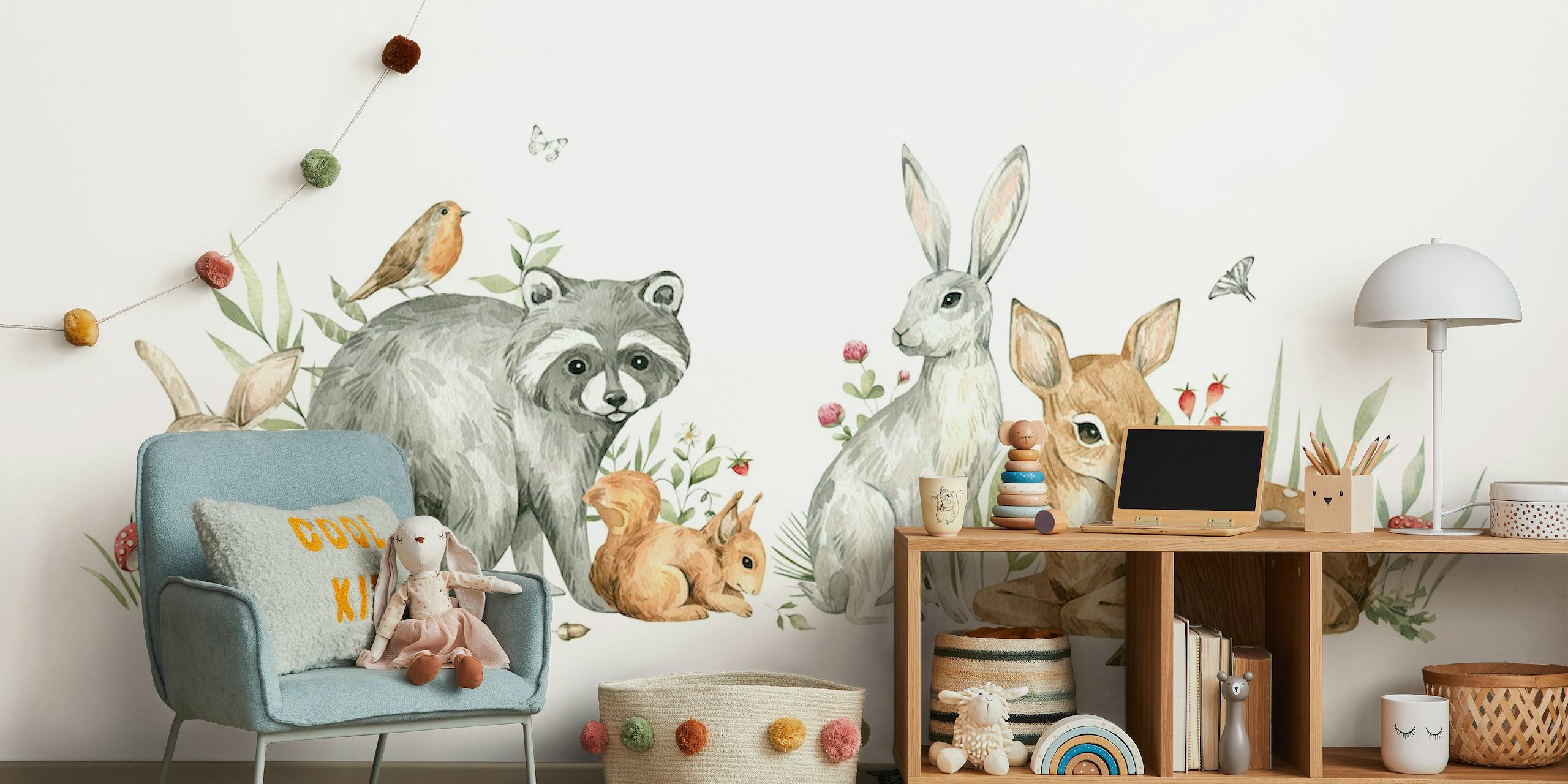 Watercolor forest animals papel pintado