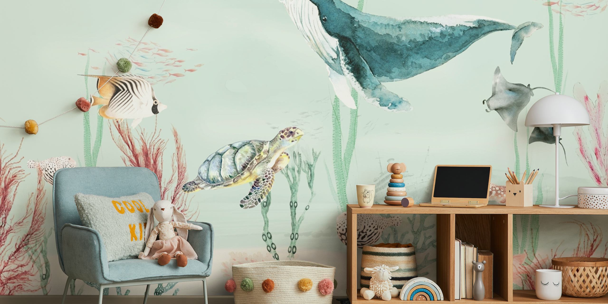 Fototapeta Aqua Adventures Mint se stylizovaným podmořským mořským životem