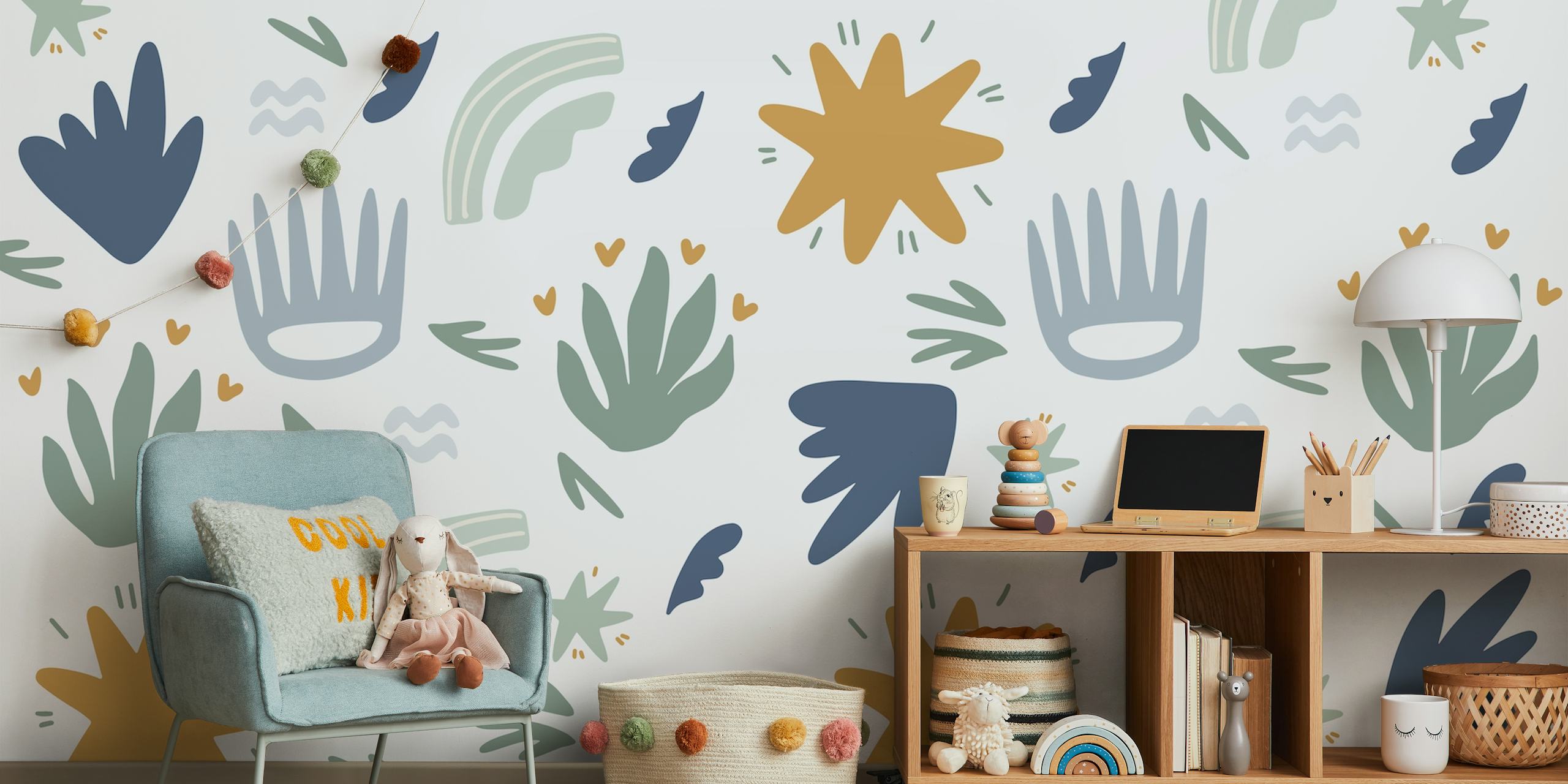 Happy Kids Wall Green wallpaper in a room