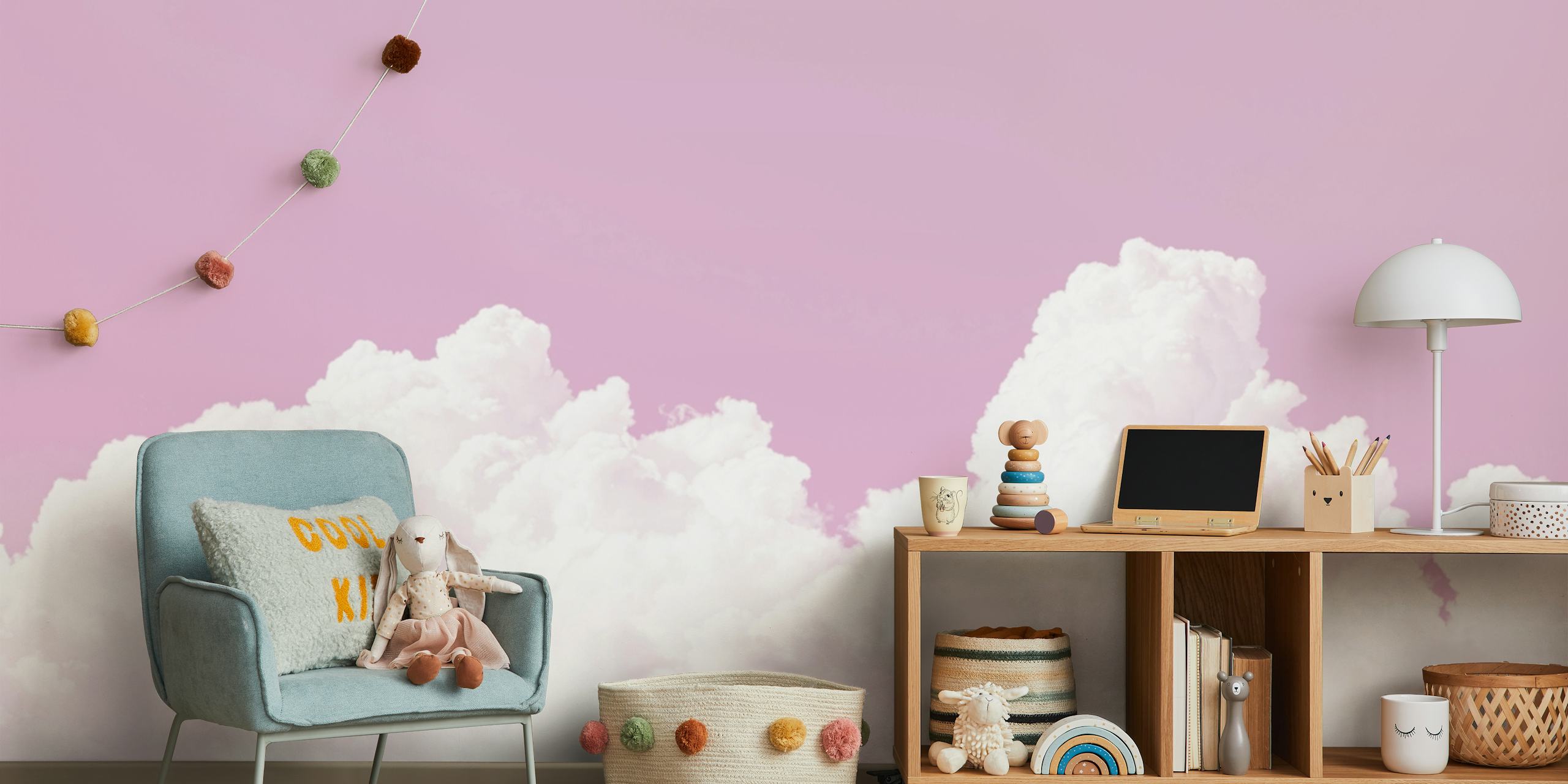 Dreamy Pink Clouds tapet i ett rum