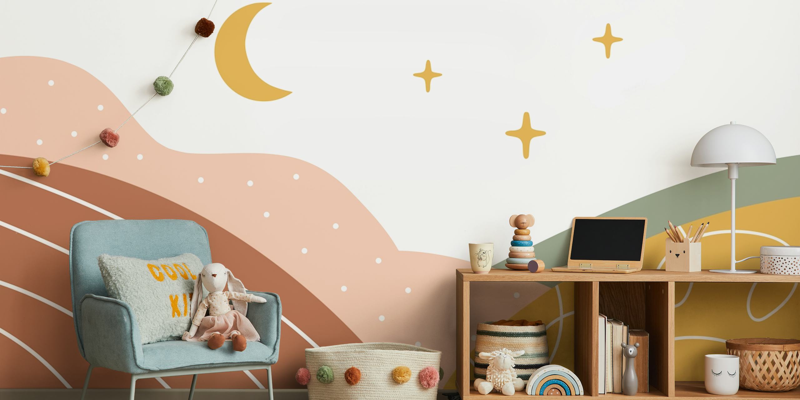 Magical Boho Abstract Landscape tapet i ett rum