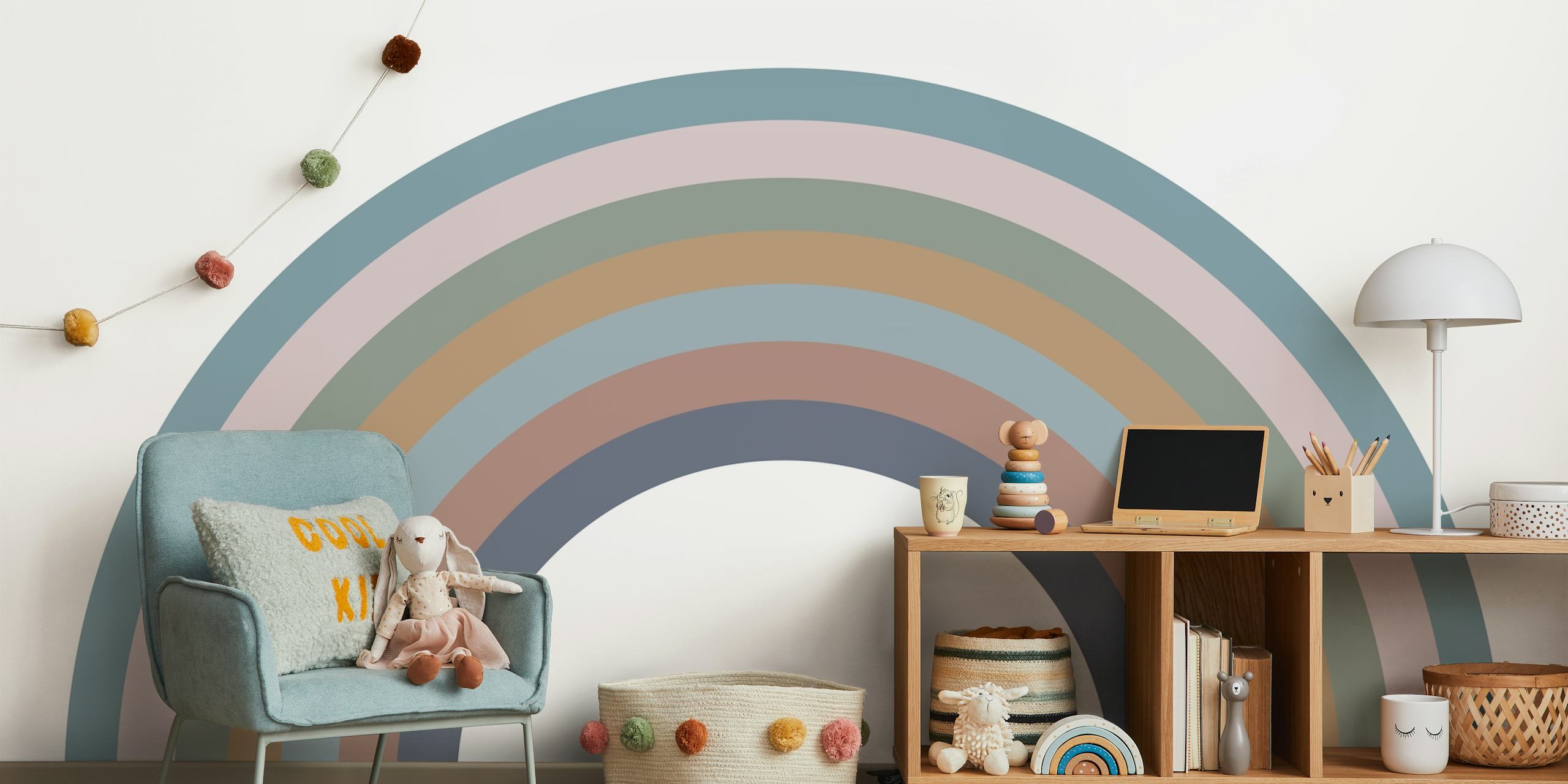 Pastel rainbow arcs in soft colors wallpaper