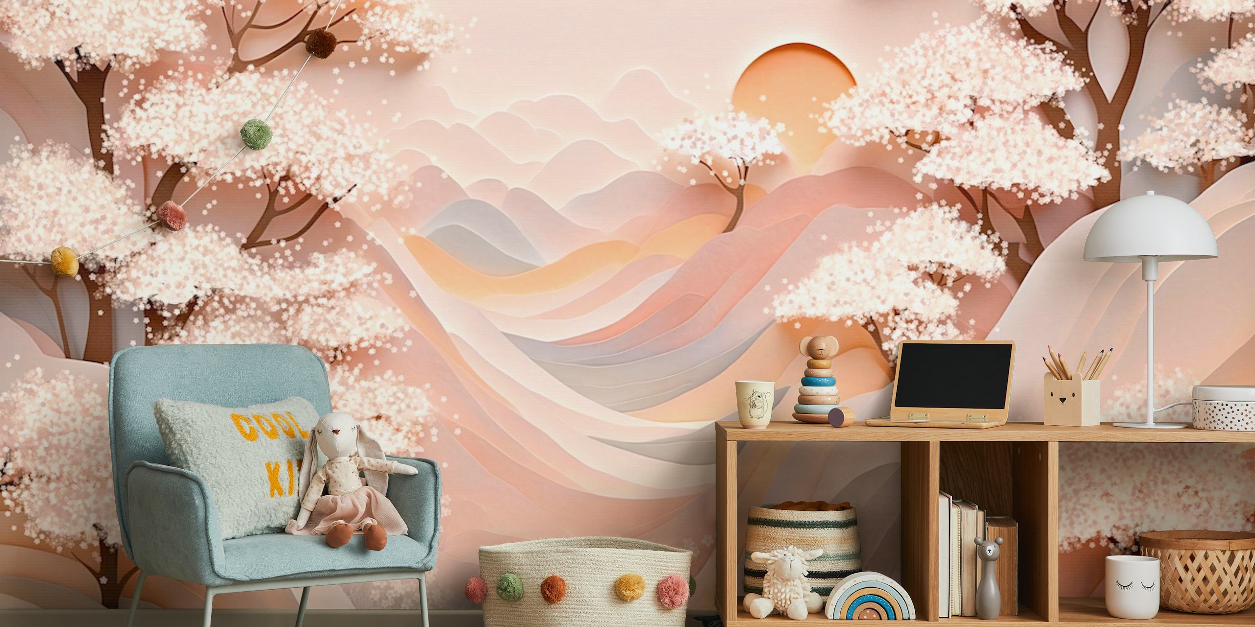 Sakura Garden Landscape wallpaper in a room