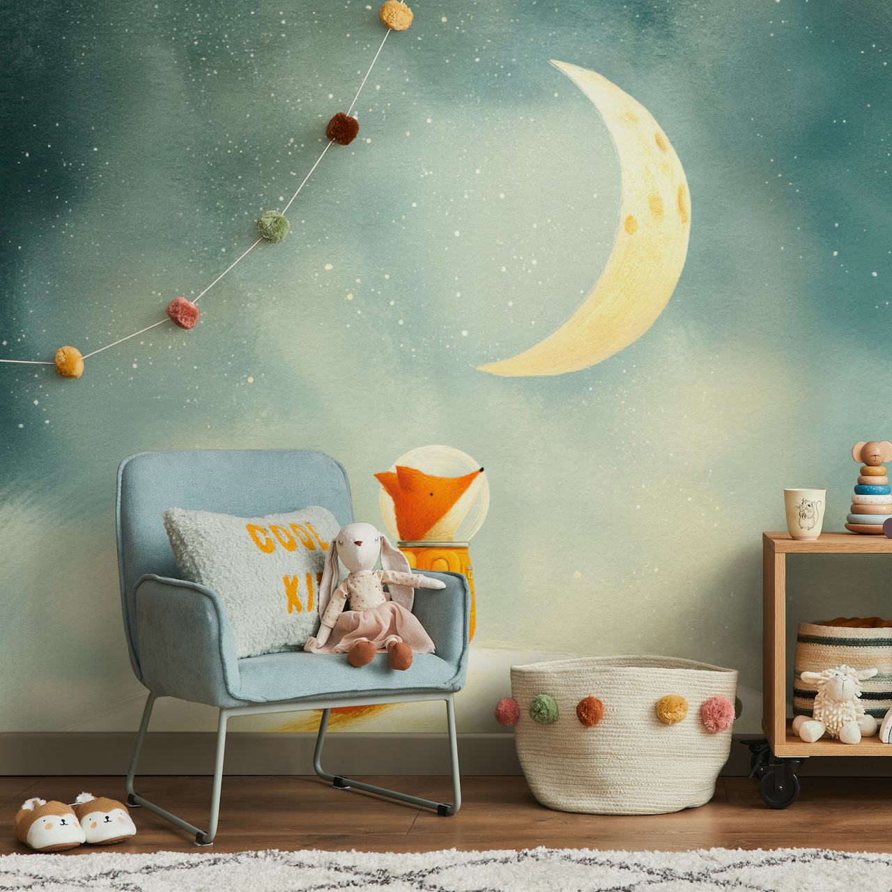 Tapeta Astronaut Fox Dream v útulném pokoji