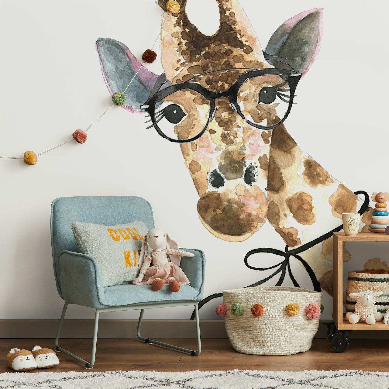 girafa ilustrada com óculos mural