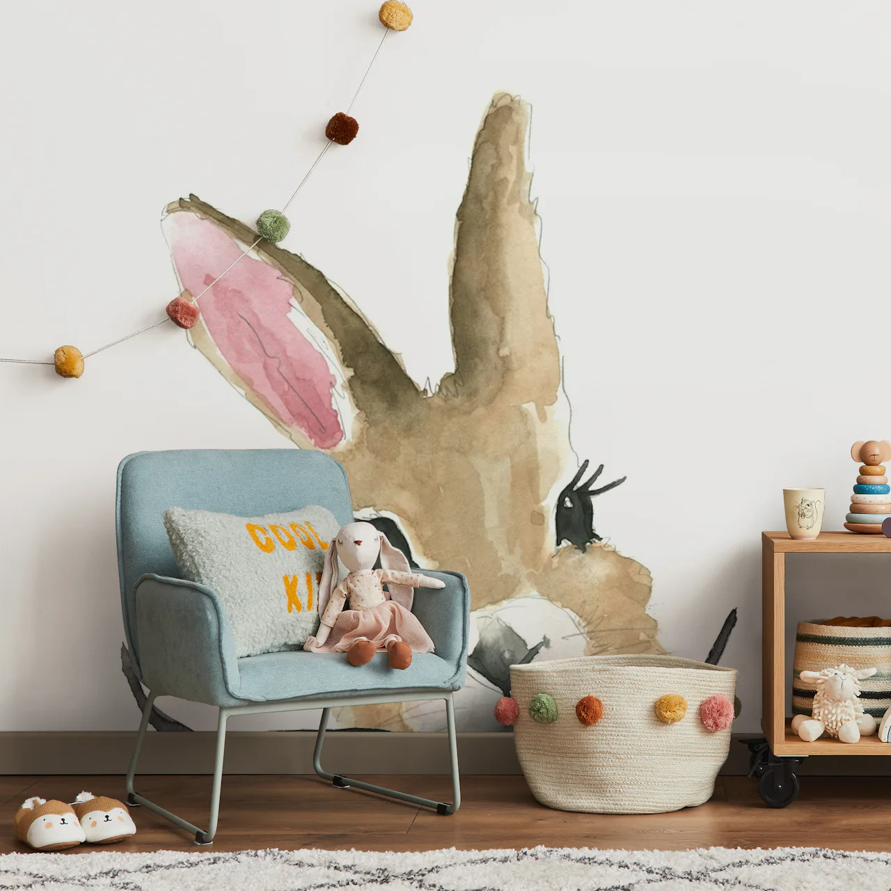 Bunny with Bow Wallpaper - Adorable Animal Design for Your Home