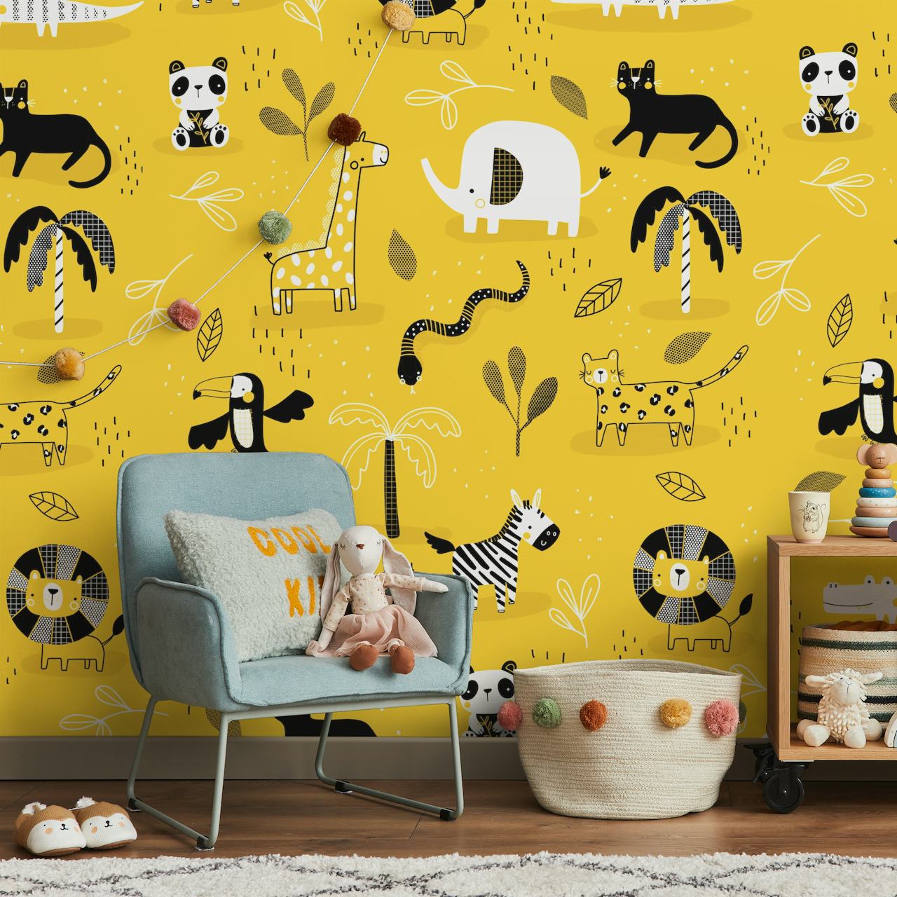 Mustard Safari tapet i et rom