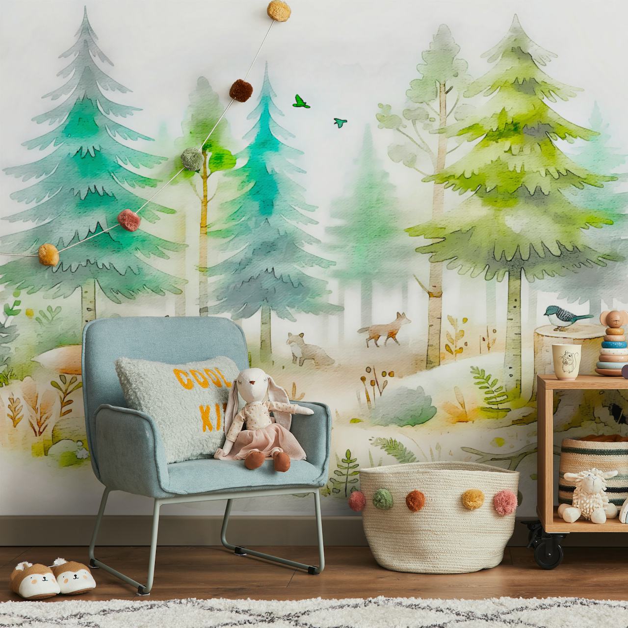 Woodland Creatures Charm wallpaper in a room