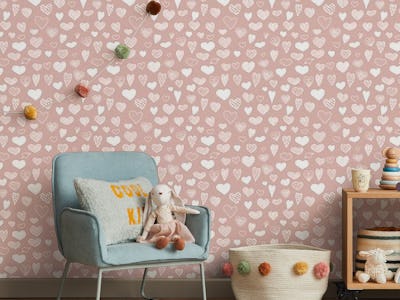 Heart Doodles in Blush Pink