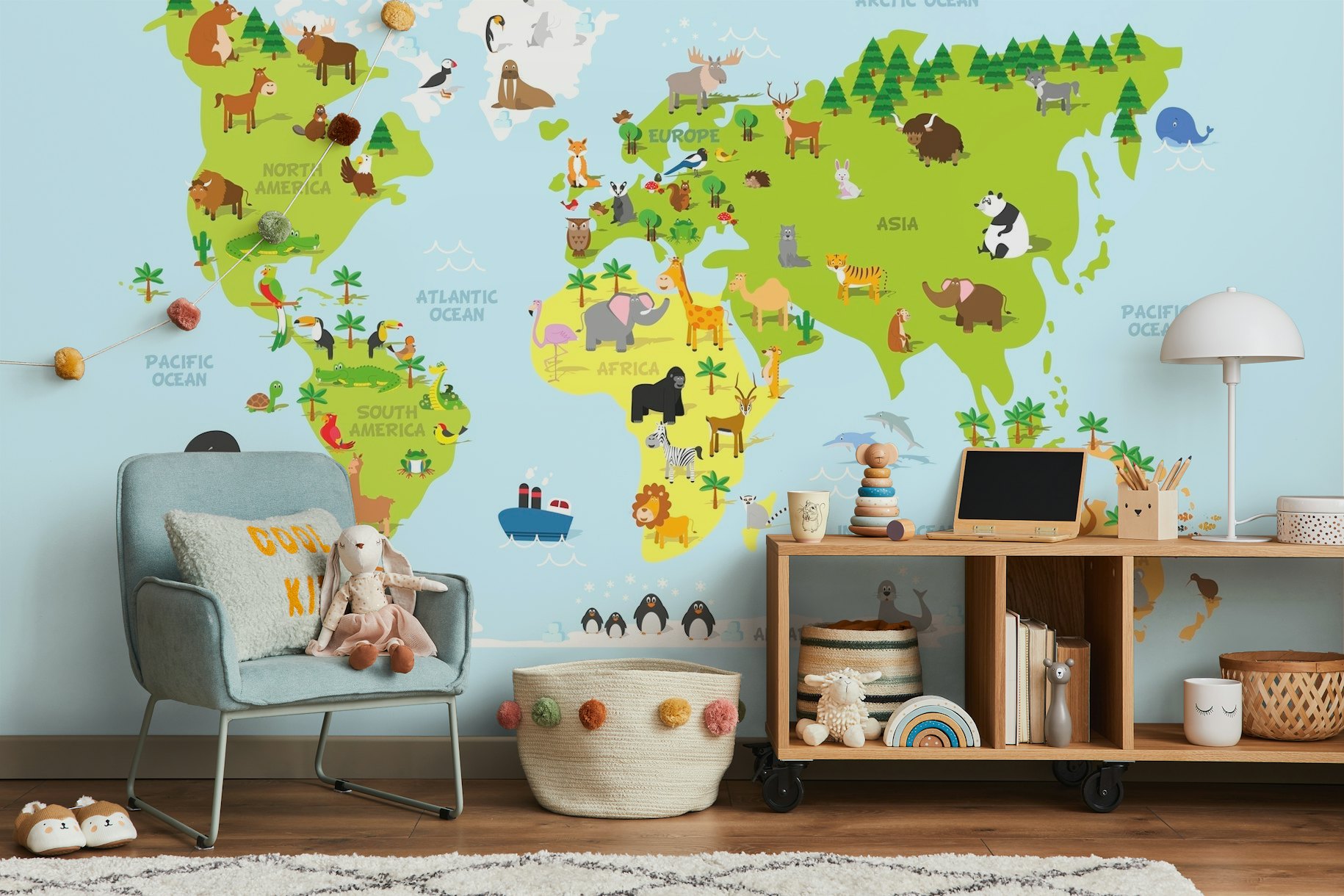 World map kids behang