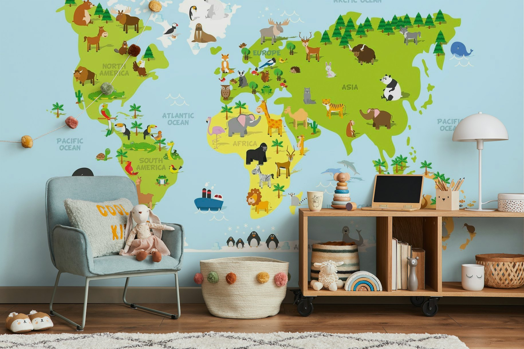 World map kids papel pintado