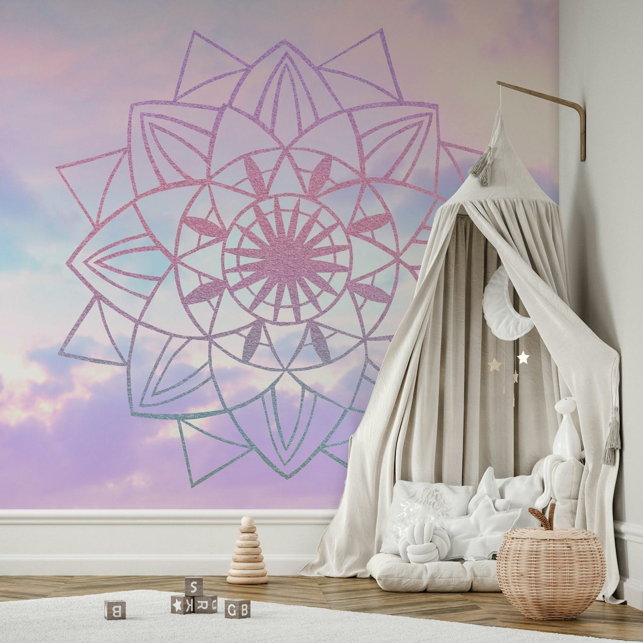 Star Mandala Unicorn Pastel design de papier peint