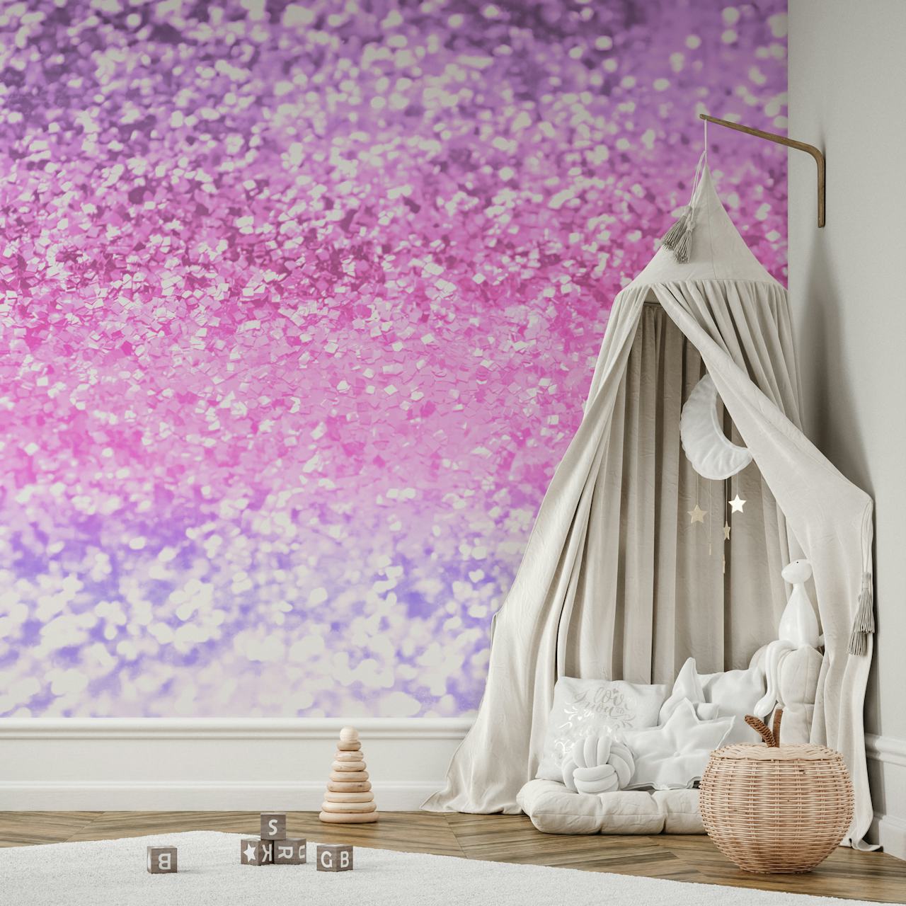 Unicorn Girls Glitter 2 papier peint affiché dans une pièce