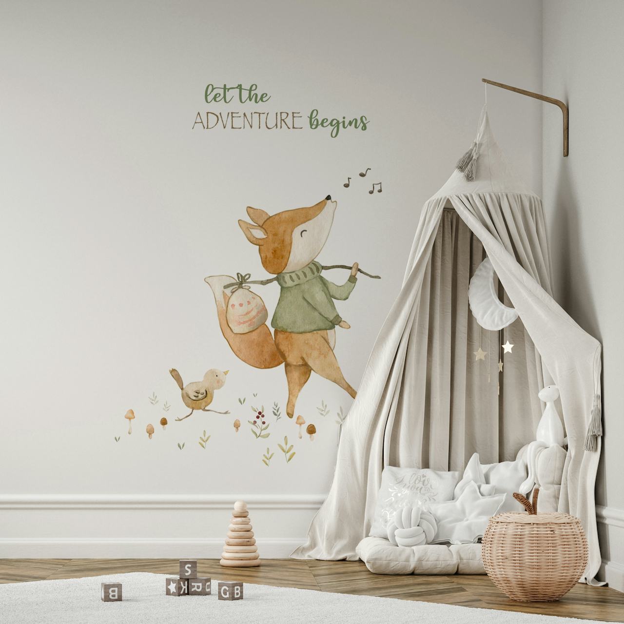 Fox Tale Begins White tapeta w pokoju