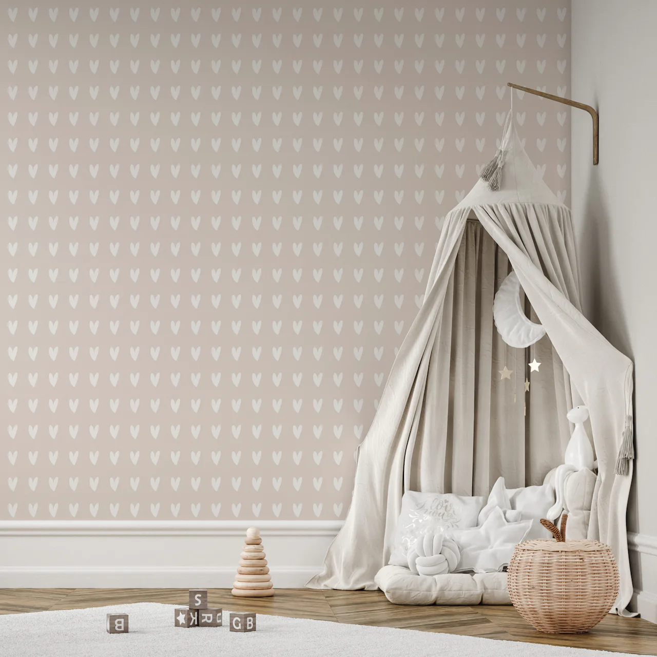 Buy Simple Heart Pattern Wallpaper | Happywall