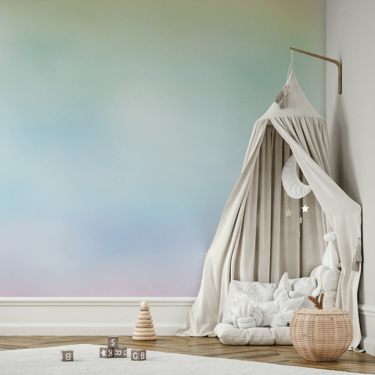 Dreamy pastel chmura tapeta w pokoju
