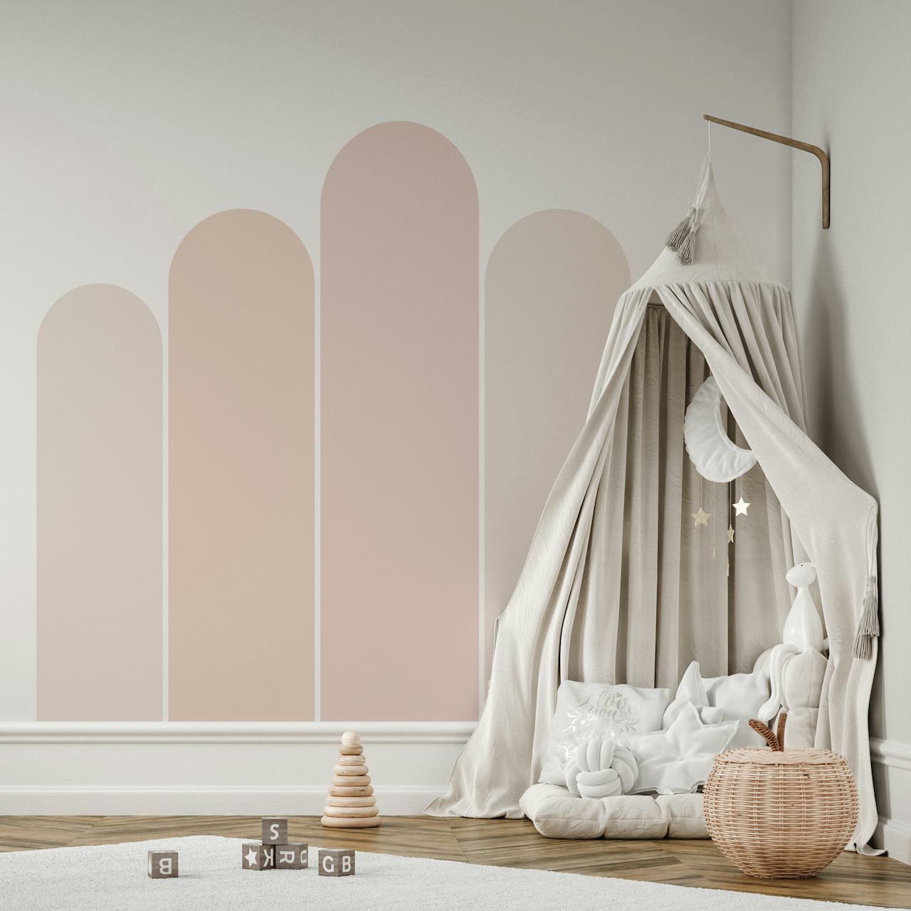 Tapeta Boho Arches prikazana u nursery