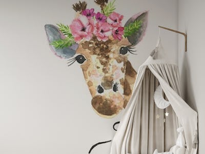 Giraffe with Flower Crown