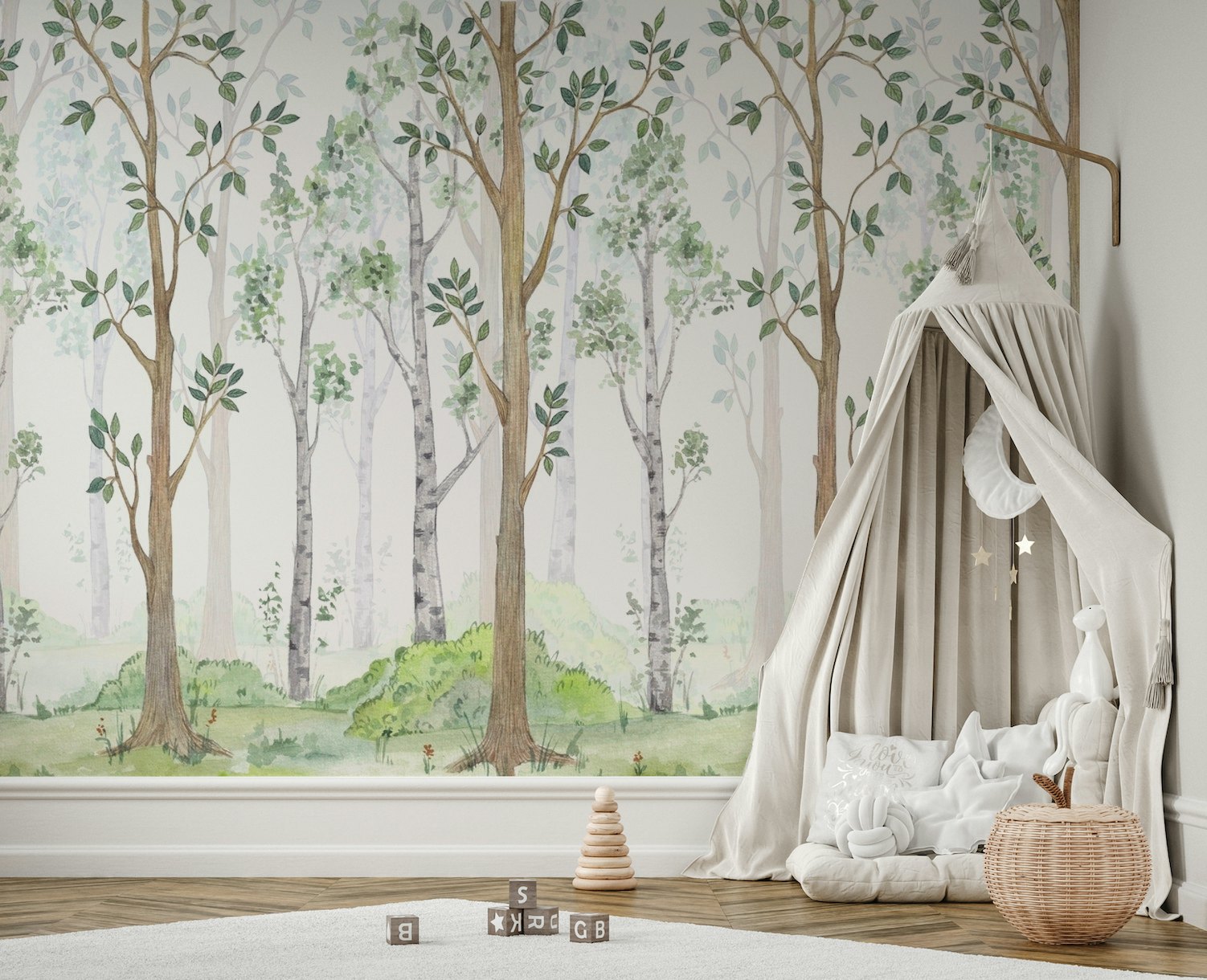 Fairy forest watercolor wallpaper