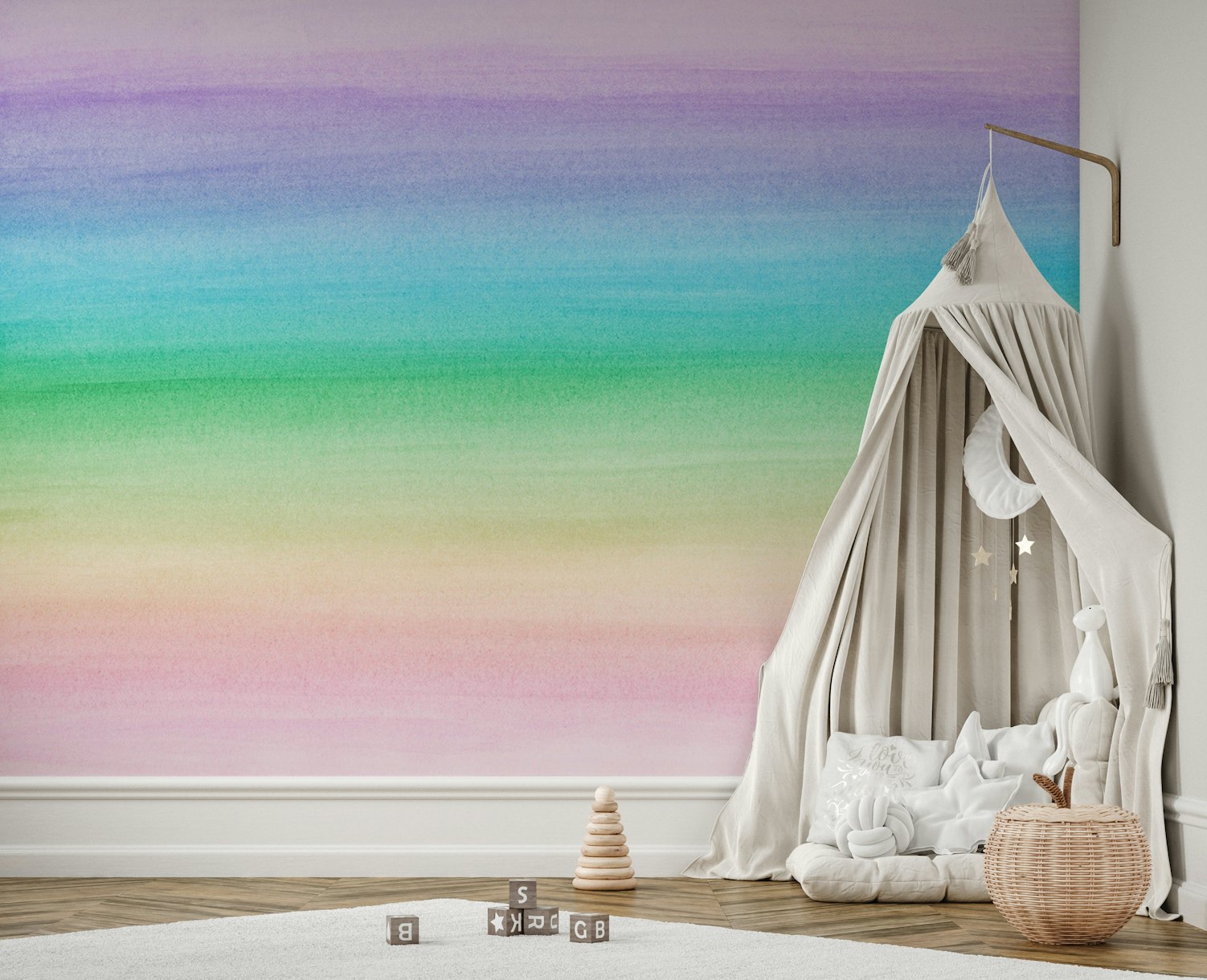 Unicorn Rainbow Watercolor 1 behang