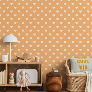 Hearts Pattern for Kids Yellow Beige Unisex