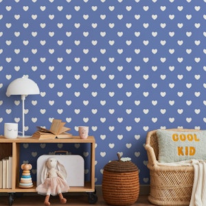 Hearts Pattern for Kids Blue Beige