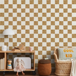 Vintage Checkered Decor.Watercolor caramel