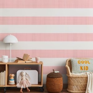 Pastel Pink French Linen Horizontal Stripes