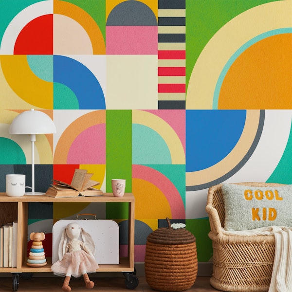 Vibrant Retro Rainbow • Playful Bauhaus