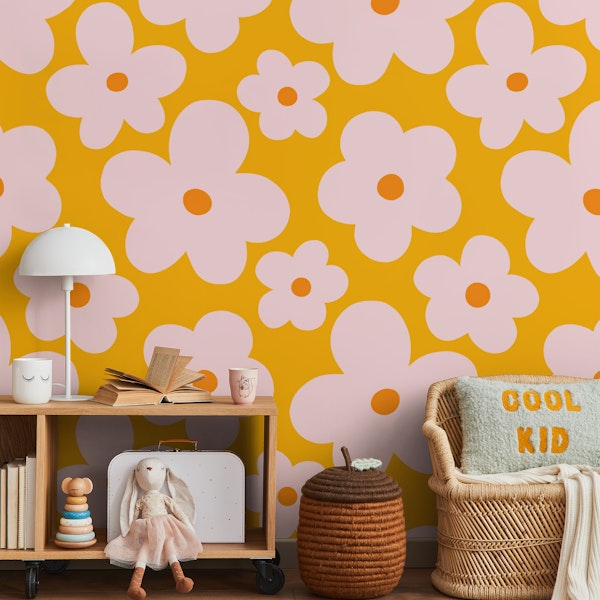 Lulu Scandi Flowers - Pink and Yellow - Large